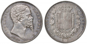 Vittorio Emanuele II re eletto (1859-1861) 5 Lire 1860 B - Nomisma 824 AG RR Minimi graffietti sul collo al D/
SPL/qFDC