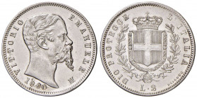 Vittorio Emanuele II re eletto (1859-1861) 2 Lire 1860 B - Nomisma 826 AG RR Un insignificante graffietto sullo stemma al R/ ma esemplare di conservaz...