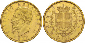 Vittorio Emanuele II (1861-1878) 100 Lire 1872 R - Nomisma 844 AU RR Tiratura di 661 esemplari. Minimi segni da contatto e colpetto al bordo
SPL+