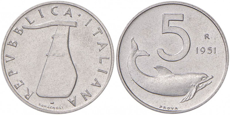 REPUBBLICA ITALIANA 5 Lire 1951 Prova - IT RRR
FDC