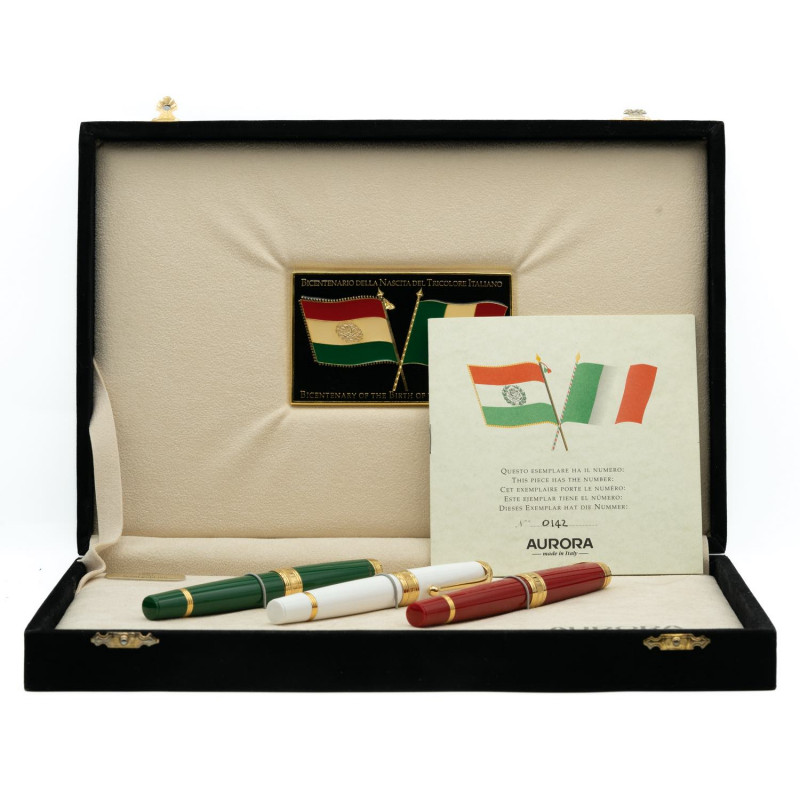 AURORA Lotto di 3 penne stilografiche - TRITTICO TRICOLORE. Edizione limitata 01...