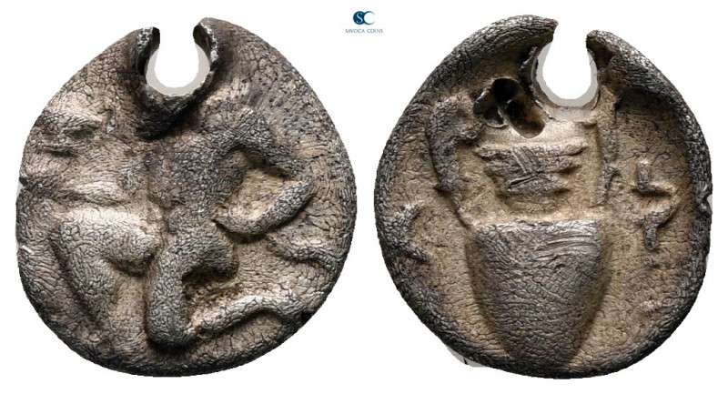Islands off Thrace. Thasos circa 450-404 BC. 
Trihemiobol AR

11 mm, 0,76 g
...