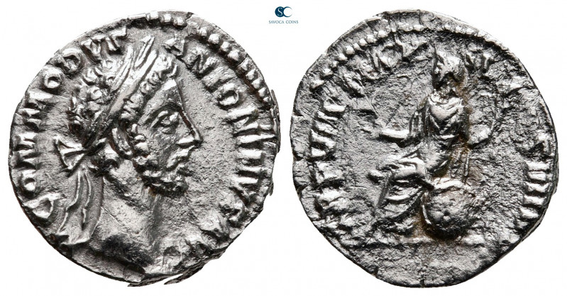 Commodus AD 180-192. Rome
Denarius AR

18 mm, 2,90 g



nearly very fine
