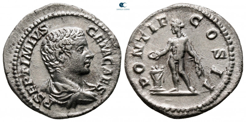 Geta, as Caesar AD 197-209. Rome
Denarius AR

20 mm, 3,53 g



very fine