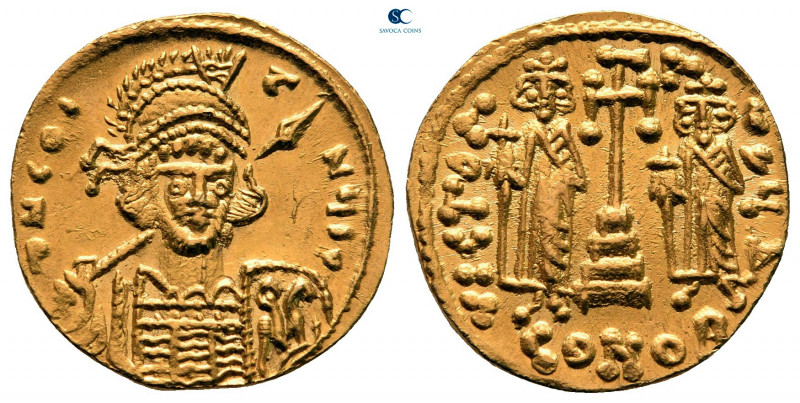 Constantine IV Pogonatus, with Heraclius and Tiberius AD 668-685. Constantinople...