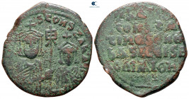 Basil I the Macedonian, with Constantine AD 867-886. Uncertain mint. Follis Æ