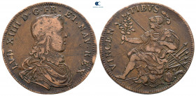 France. Louis XIV 'the Sun King' AD 1643-1715. Jeton Cu