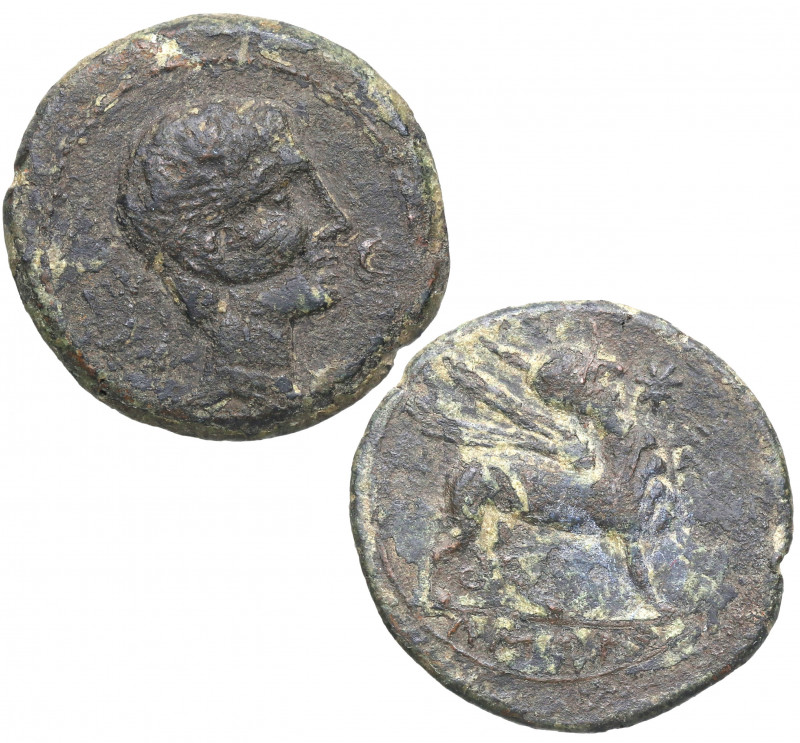 180-150 a.C. Kastilo-Castulo. As. FAB 704. Ae. 12,84 g.  Busto viril con diadema...