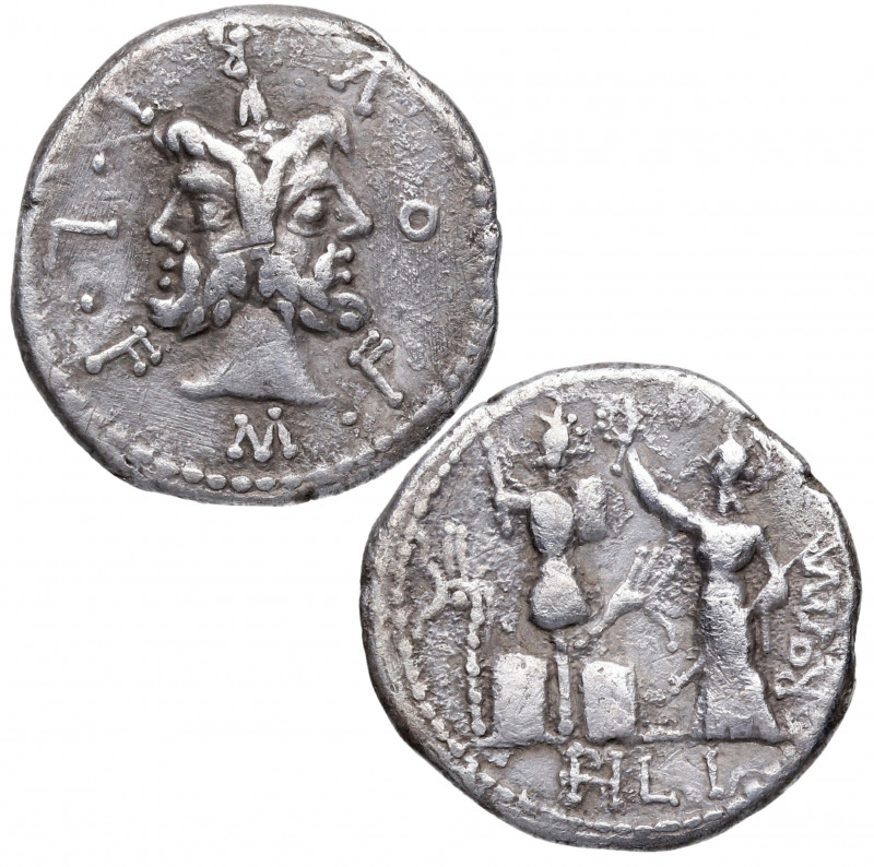 119 a.C. Gens Furia. Roma. Denario. Ag. 3,72 g. Atractiva. Restos de brillo orig...