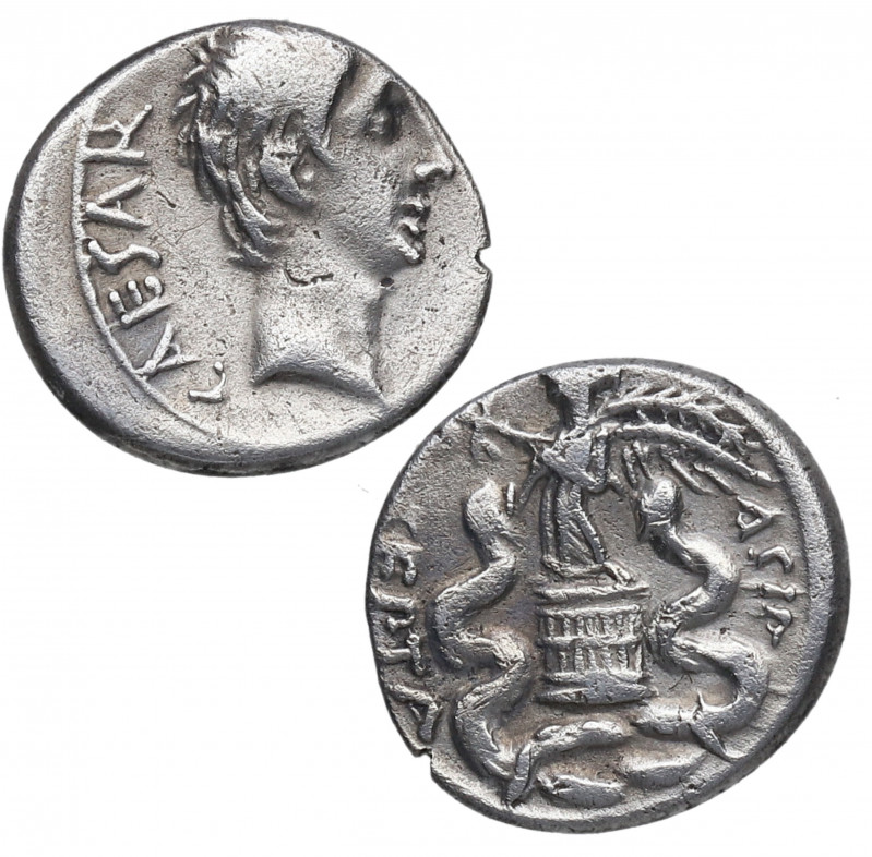 27 aC - 14 dC. Octavio Augusto (27 aC - 14 dC). Quinario. Ag. 1,63 g. Ligerament...