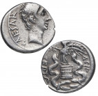 27 aC - 14 dC. Octavio Augusto (27 aC - 14 dC). Quinario. Ag. 1,63 g. Ligeramente desplazada. Escasa así. MBC+ / EBC-. Est.200.