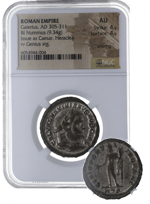 305-311 d.C. Galerio Maximiano. Heraclea. Nummus. Au. Encapsulada por NGC en AU....