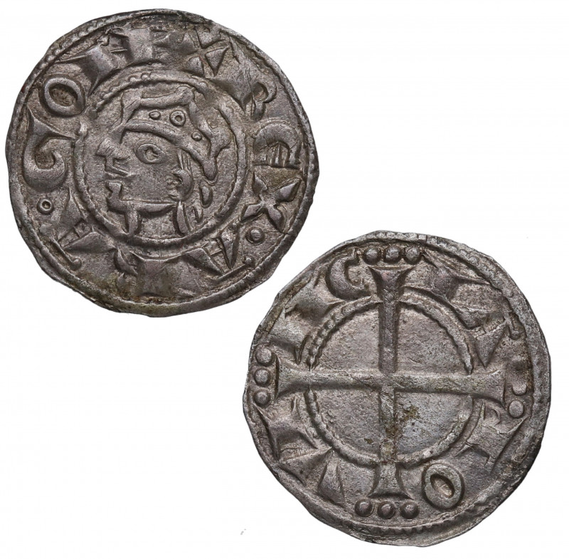 1196-1209. Alfonso I de Aragón. Marsella. Dinero. Ve. 0,83 g. Cabeza coronada a ...