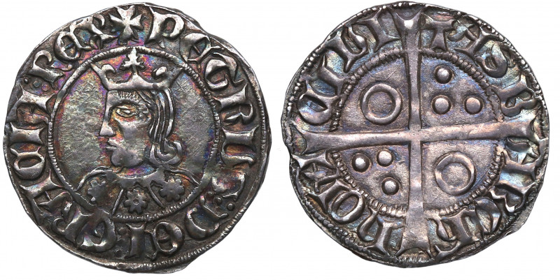 Pedro III de Aragón (1276-1285). Barcelona. Croat. Ag. 3,21 g. Bella. Preciosa p...