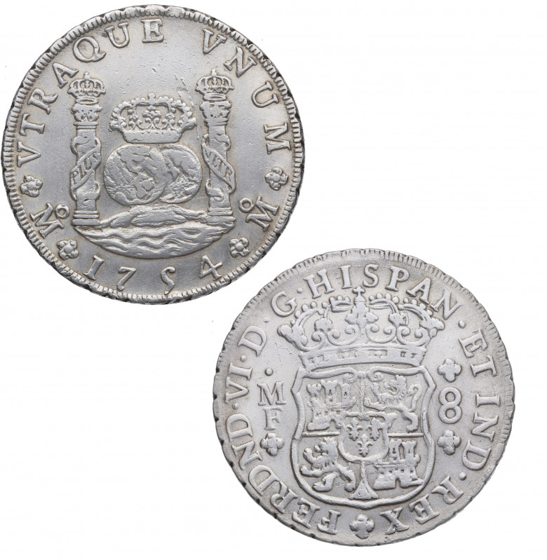 1754. Fernando VI (1746-1759). México. 8 Reales Columnario. MF. A&C 482. Ag. 27,...