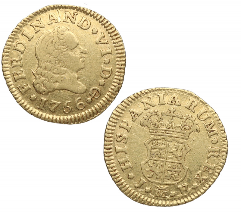 1756. Fernando VI (1746-1759). Madrid. 1/2 Escudo. JB. A&C 559. Au. 1,75 g. Bell...