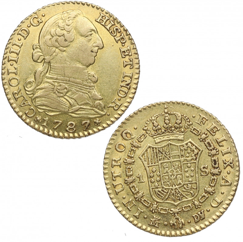 1787. Carlos III (1759-1788). Madrid. Escudo . DV. A&C 1370. Au. 3,40 g. Atracti...