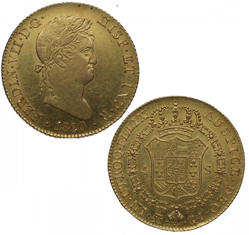 1820. Fernando VII (1808-1833). Madrid. 4 Escudos. GJ. A&C 1776. Au. 13,45 g. Be...