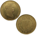1820. Fernando VII (1808-1833). Madrid. 4 Escudos. GJ. A&C 1776. Au. 13,45 g. Bella. Brillo original. SC-. Est.1100.