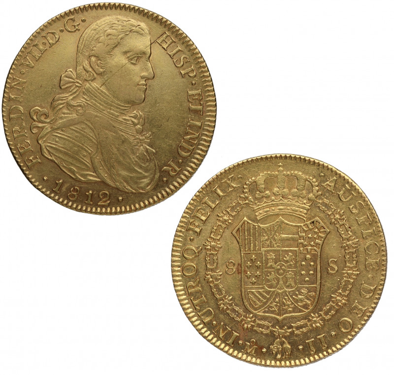 1812. Fernando VII (1808-1833). México. 8 Escudos. JJ. A&C 1787. Au. 27,00 g. EB...