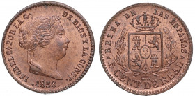 1856. Isabel II (1833-1868). Segovia. 5 Céntimos de Real. A&C 161. Cu. 2,12 g. SC- / SC. Est.100.