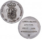 1833. Isabel II (1833-1868). Madrid. Medalla proclamación 1/2 real. Ag. 1,45 g. Atractiva. EBC/EBC+. Est.45.