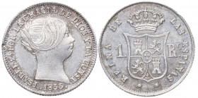 1853. Isabel II (1833-1868). Barcelona. 1 Real. A&C . Ag. 1,31 g. EBC+. Est.80.