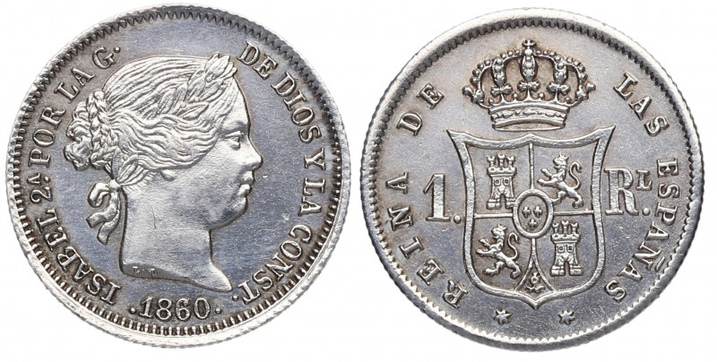 1860. Isabel II (1833-1868). Madrid. Real . A&C 309. Ag. 1,28 g. EBC+. Est.70.