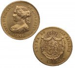 1866. Isabel II (1833-1868). Madrid. 4 Escudos. A&C 689. Au. 3,33 g. EBC+. Est.300.