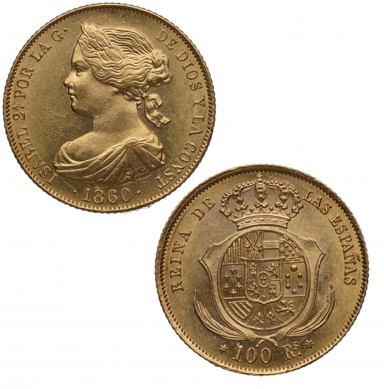 1860. Isabel II (1833-1868). Madrid. 100 reales. A&C 787. Au. 8,31 g. Bella. Bri...
