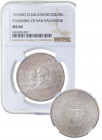 1925. Argentina. Cuatricentenario de la fundación de San Salvador. Ag. Encapsulada por NGC en MS64. Muy bella. MUY RARA así. SC. Est.800.