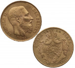 1868. Bélgica. 20 francos. Au. 6,46 g. Bella. Brillo original. SC-. Est.350.