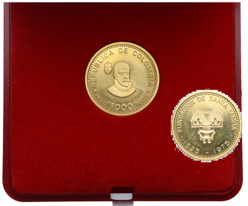 1975. Colombia. Fundación de Santa Marta. Au. 4,29 g. Emisión de 2500 piezas. Ra...