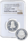 1970. Costa Rica. Cuatricentenario de la fundacion de Cartago. Ag. Encapsulada por NGC en FP 68 Ultra Cameo. Bellísima. Acuñación Proof. FDC. Est.225....
