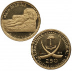 1970. Guinea Ecuatorial. Maja desnuda. 250 pesetas. Au. 3,51 g. Bella. Brillo original. Acuñación Proof. SC. Est.225.