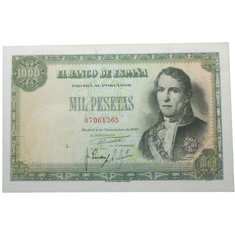 1949. Estado Español (1936-1975). Madrid. Santillán. 1000 pesetas. SIN SERIE. Gr...