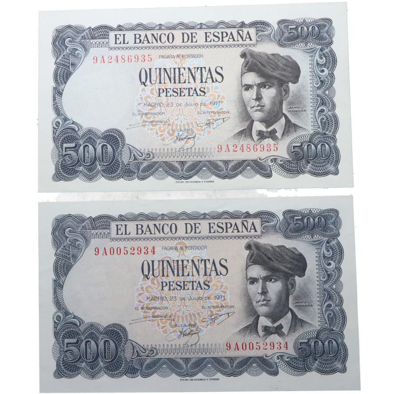 1971. Estado Español (1936-1975). Madrid. Verdaguer. Pareja 500 pesetas. SERIE 9...