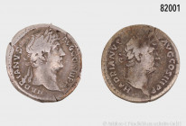 Konv. 2 Denare des Hadrian (117-138), dabei 1 x mit Rs. RESTITVTOR GALLIAE, sehr schön