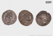 Konv. 3 Denare, Septimius Severus, Caracalla und Geta, sehr schön, aus alter deutscher Sammlung, bitte besichtigen