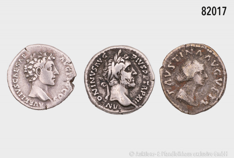 Konv. 3 römische Denare, dabei 2 x Antoninus Pius (dabei einmal mit Porträt Marc...