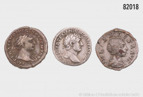 Konv. 3 römische Denare, dabei Traian, Hadrian und Julia Maesa, aus alter deutscher Sammlung, sehr schön, bitte besichtigen