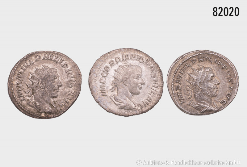 Konv. 3 Antoniniane, dabei Gordian III. und 2 x Philippus I. Arabs, aus alter de...