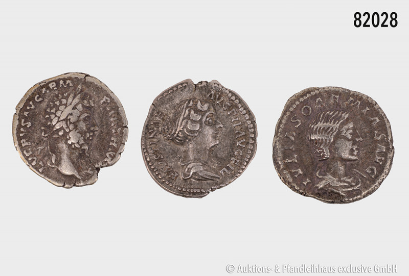 Konv. 3 römische Kaiser, dabei Lucius Verus, Faustina und Julia Soaemias, sehr s...