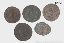Konv. 5 Antoniniane, Victorinus, Probus (2 x), Carus und Carinus, sehr schön-fast vorzüglich, bei dem Victorinus-Antoninian Silbersud erhalten, aus de...