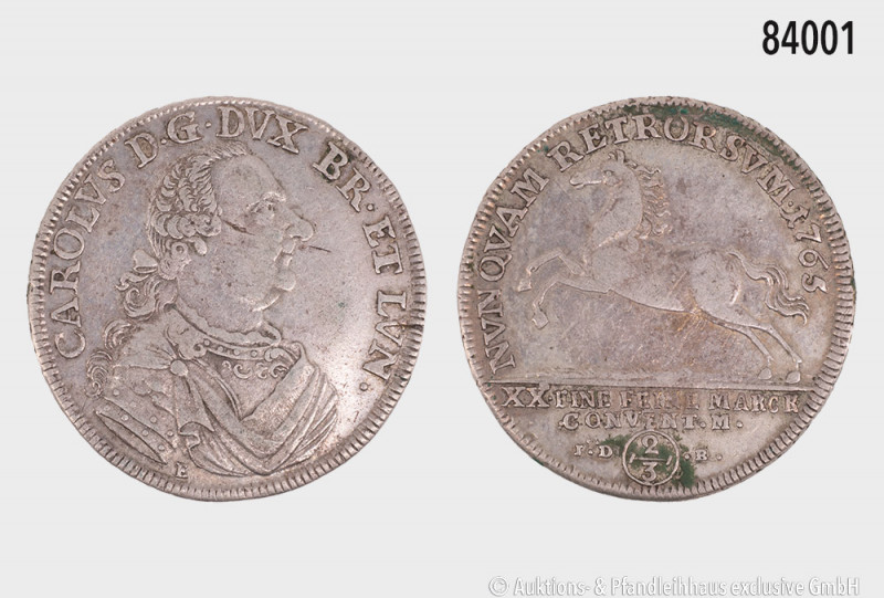 Braunschweig-Wolfenbüttel Karl I. (1735-1780), 2/3 Taler 1765, 13,89 g, 35 mm, W...