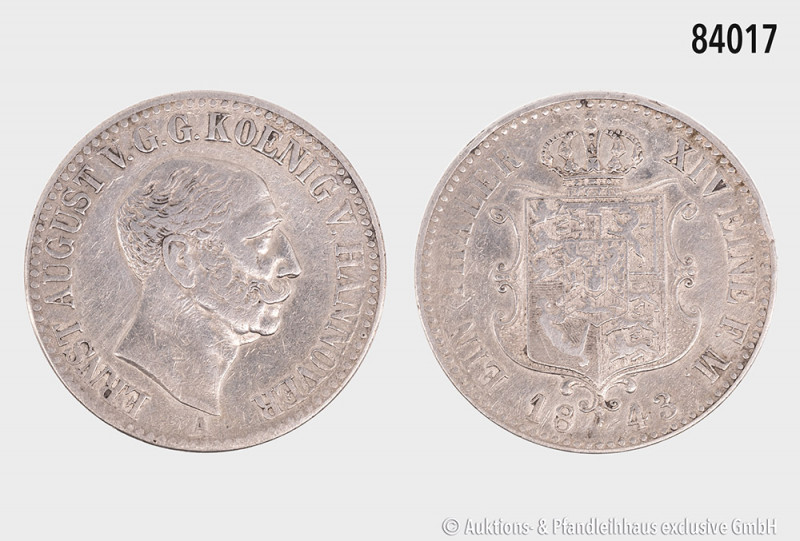 Hannover, Ernst August (1837-1851), Taler 1843 A, 22,11 g, 34 mm, AKS 105, klein...
