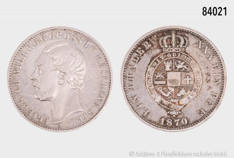 Mecklenburg-Strelitz, Friedrich Wilhelm (1860-1904), Taler 1870 A, 18,4 g, 33 mm...