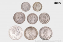 Konv. Altdeutschland, 8 Münzen, dabei Bayern Mariengulden, 2 x Preußen Taler 1818 A, etc., gemischter Zustand, 2 x mit entferntem Henkel, bitte besich...