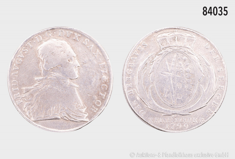Sachsen, Friedrich August III. (1763-1806), Ausbeutetaler 1799, 27,5 g, 41 mm, S...