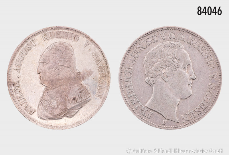 Sachsen, Konv. Taler 1822 IGS und Taler 1854 F, gemischter Zustand, berieben, Re...